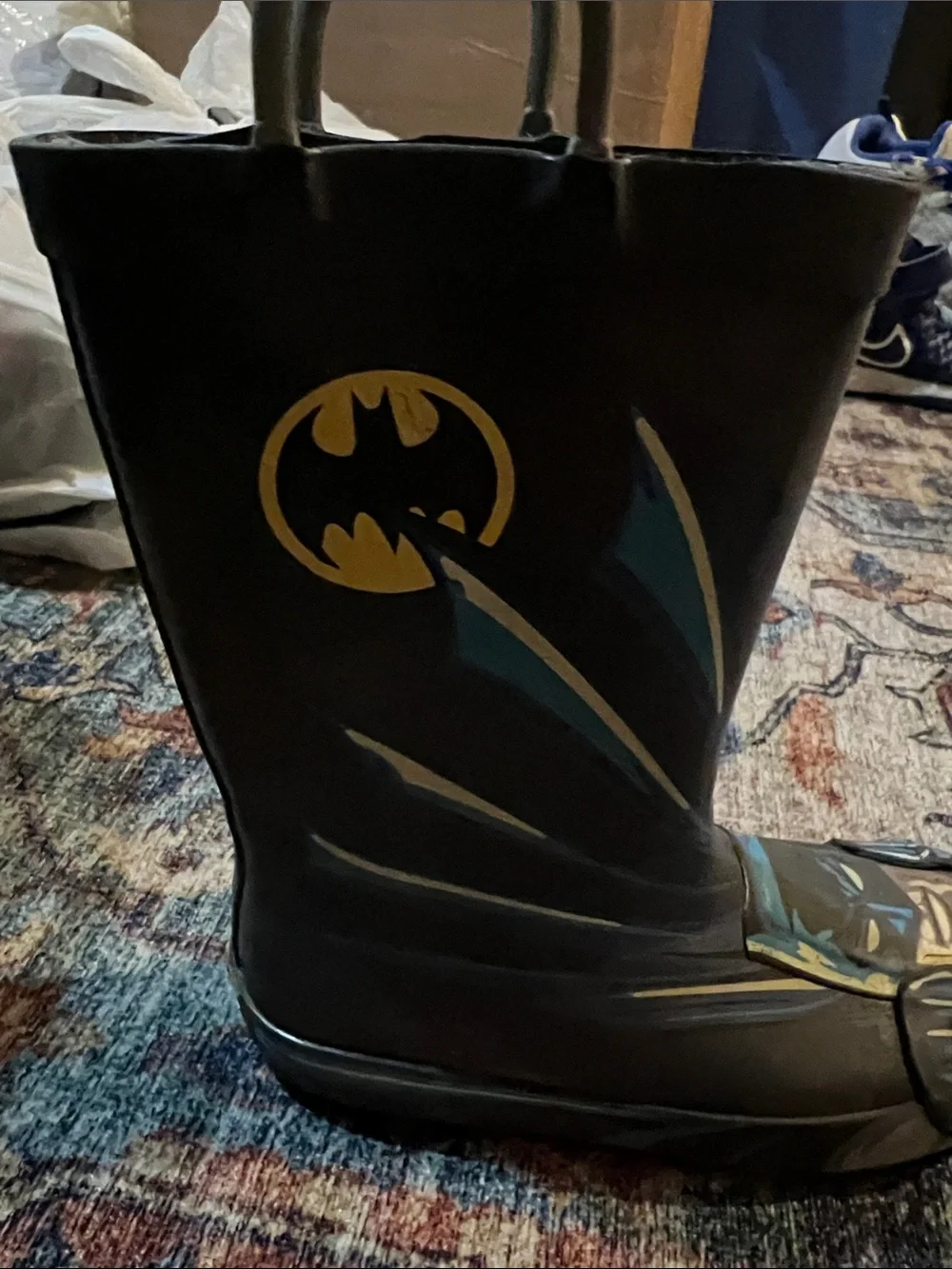 Kids 11 (toddler) Superhero Black & Blue Rain Boots - Unbranded